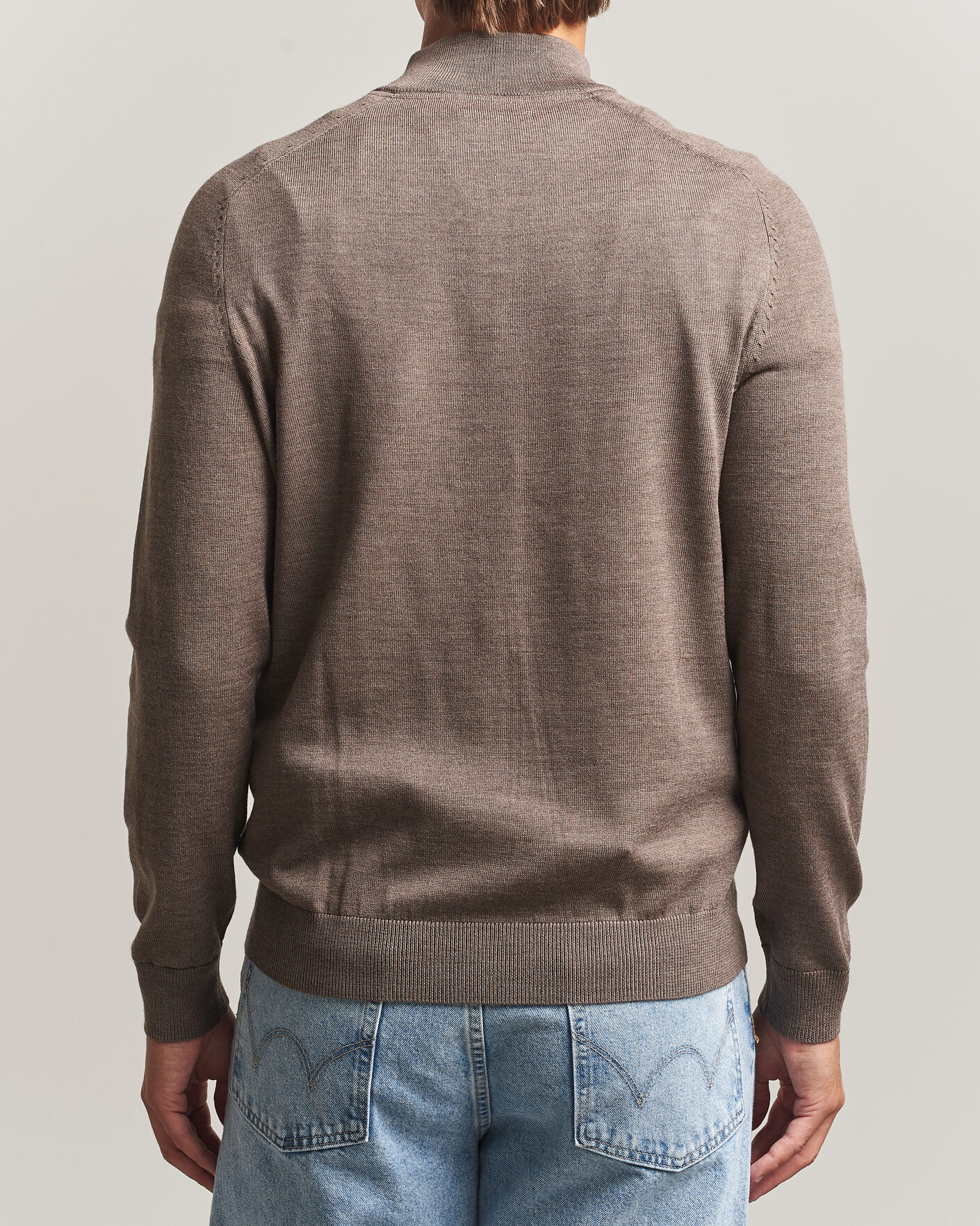 Men | Sweaters & Knitwear | Morris | John Merino Half Zip Brown