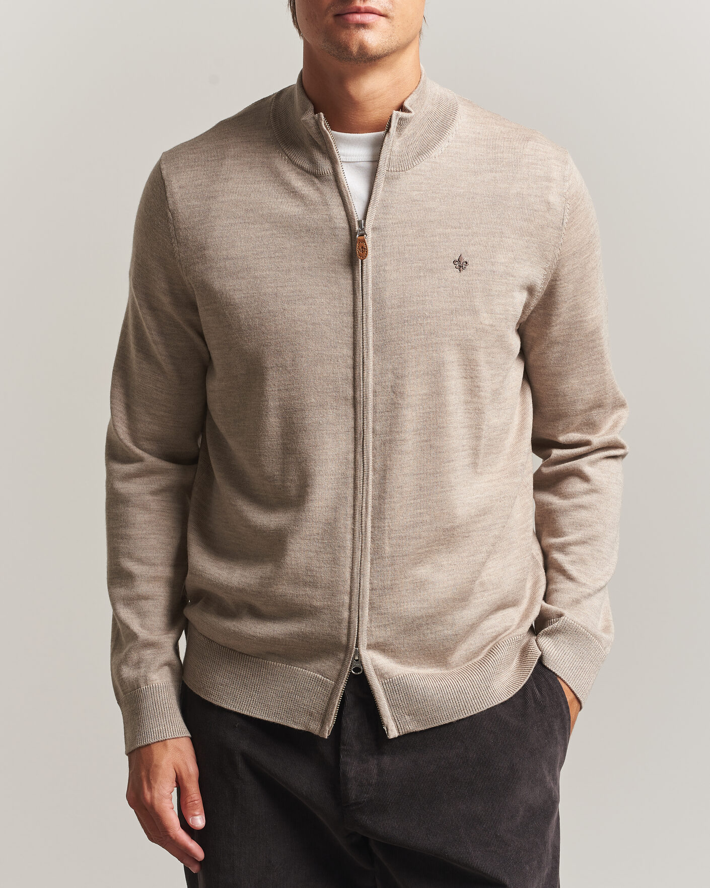 Men | Sweaters & Knitwear | Morris | Merino Full Zip Cardigan Khaki