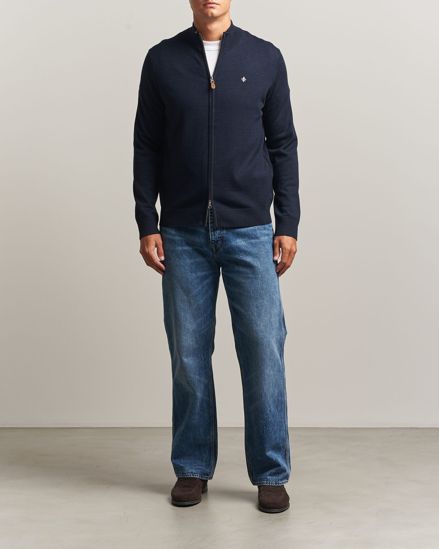 Men | Sweaters & Knitwear | Morris | Merino Full Zip Cardigan Navy