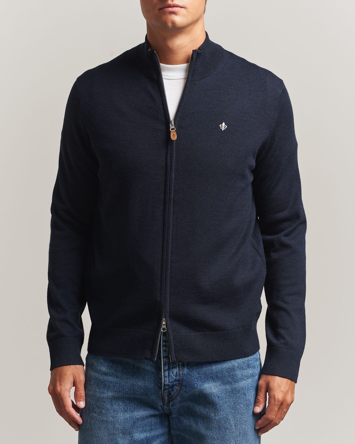 Men | Sweaters & Knitwear | Morris | Merino Full Zip Cardigan Navy