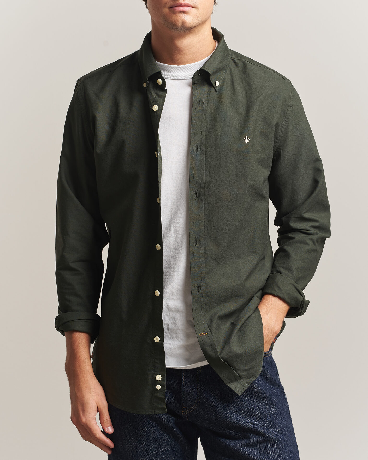 Men | Sweaters & Knitwear | Morris | Douglas Oxford Shirt Olive