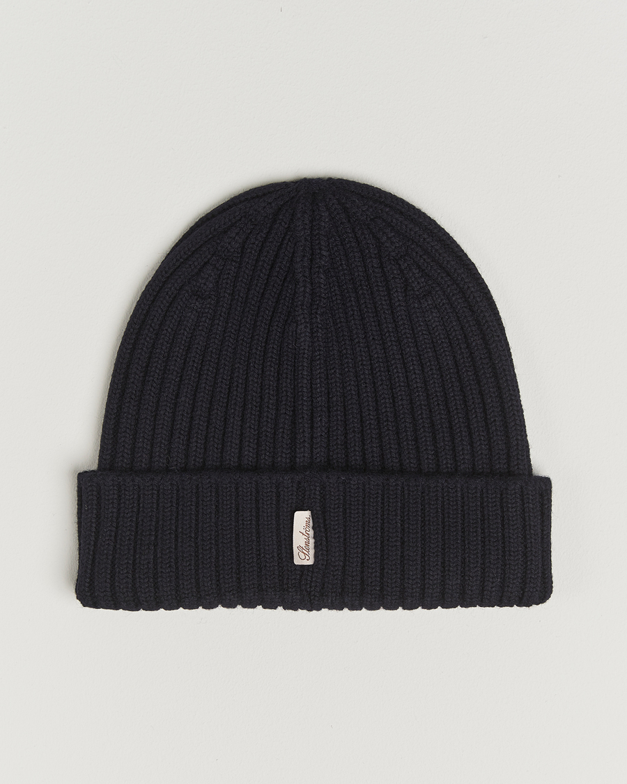 Men | Beanies | Stenströms | Rib Knitted Merino Beanie Navy