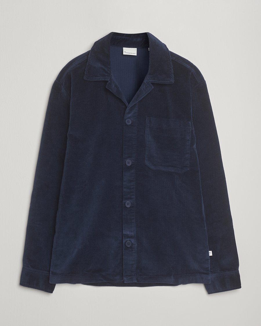 Men | Shirts | KnowledgeCotton Apparel | Cotton Corduroy Overshirt Night Sky