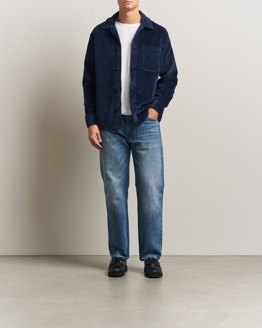 Men | Shirts | KnowledgeCotton Apparel | Cotton Corduroy Overshirt Night Sky