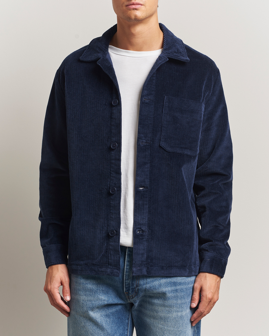 Men | Shirts | KnowledgeCotton Apparel | Cotton Corduroy Overshirt Night Sky