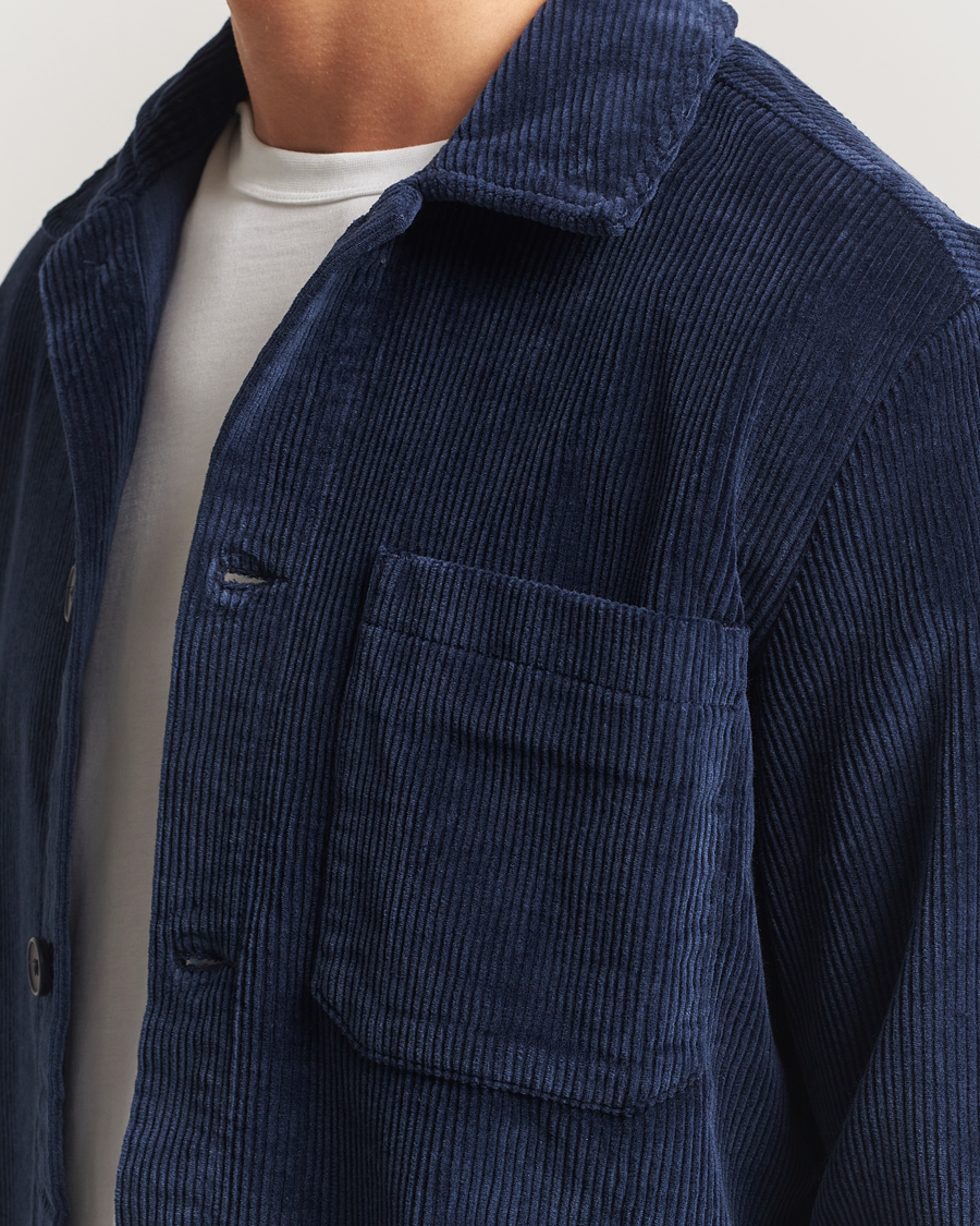 Men | Shirts | KnowledgeCotton Apparel | Cotton Corduroy Overshirt Night Sky