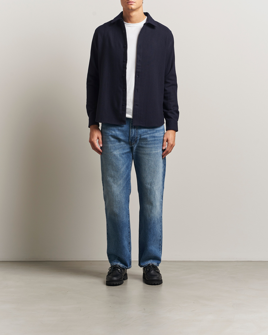 Men | Shirts | KnowledgeCotton Apparel | Merino Wool Overshirt Night Sky