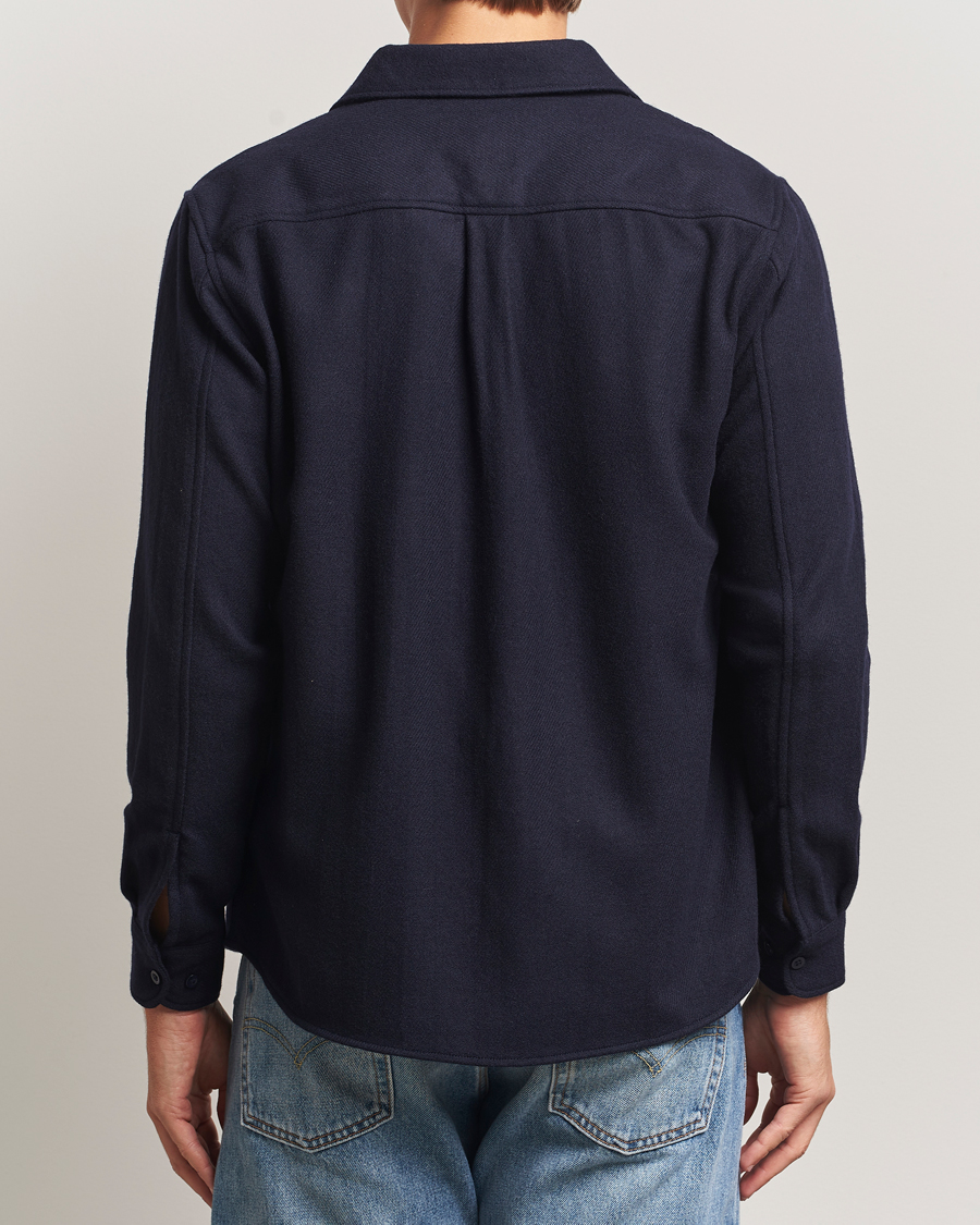 Men | Shirts | KnowledgeCotton Apparel | Merino Wool Overshirt Night Sky