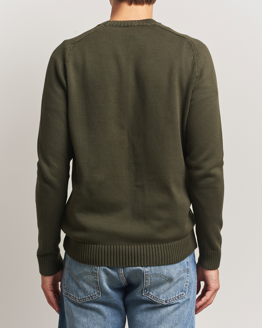 Men | Sweaters & Knitwear | KnowledgeCotton Apparel | Plain Knitted Cotton Crewneck Forest Night