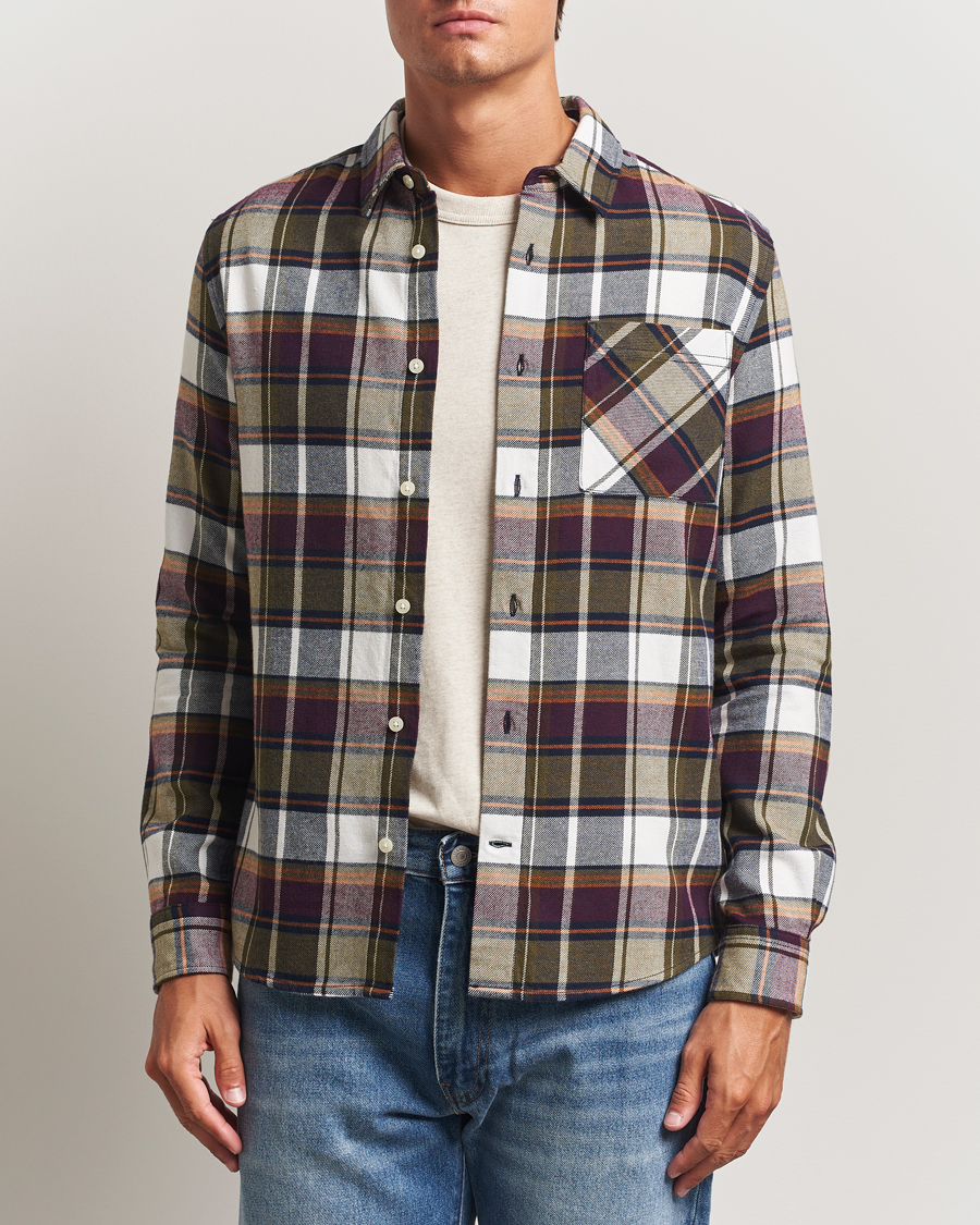 Men | Shirts | KnowledgeCotton Apparel | Cotton Checked Flannel Shirt Green