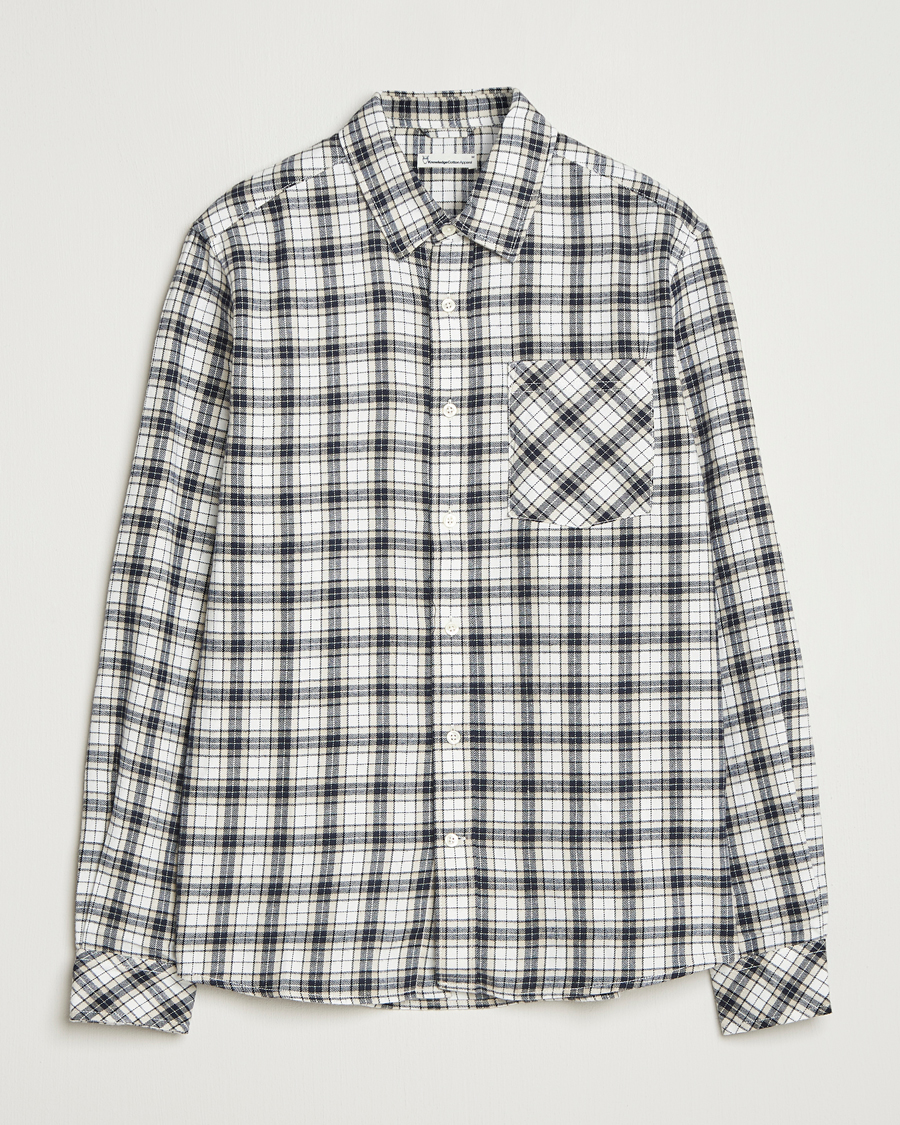 Men | Shirts | KnowledgeCotton Apparel | Cotton Small Checked Flannel Shirt Blue