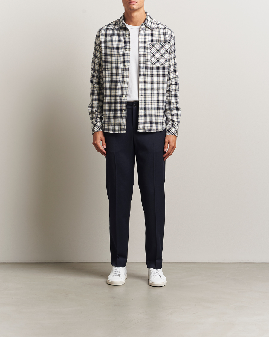 Men | Shirts | KnowledgeCotton Apparel | Cotton Small Checked Flannel Shirt Blue