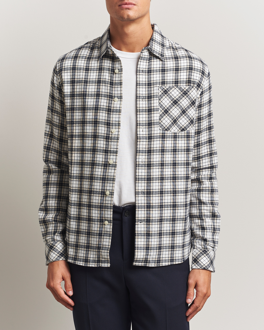 Men | Shirts | KnowledgeCotton Apparel | Cotton Small Checked Flannel Shirt Blue