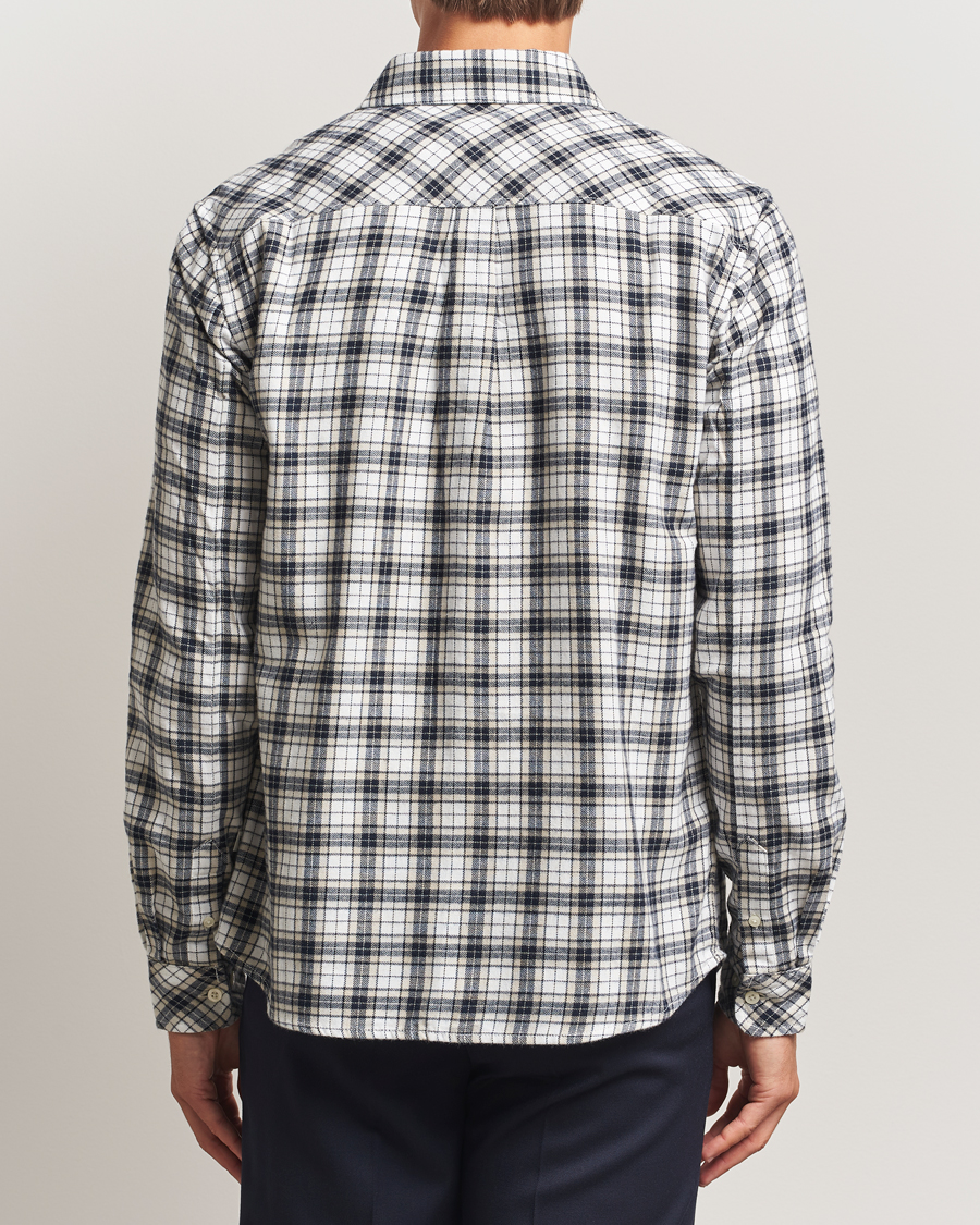 Men | Shirts | KnowledgeCotton Apparel | Cotton Small Checked Flannel Shirt Blue