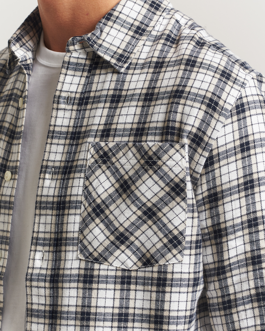 Men | Shirts | KnowledgeCotton Apparel | Cotton Small Checked Flannel Shirt Blue