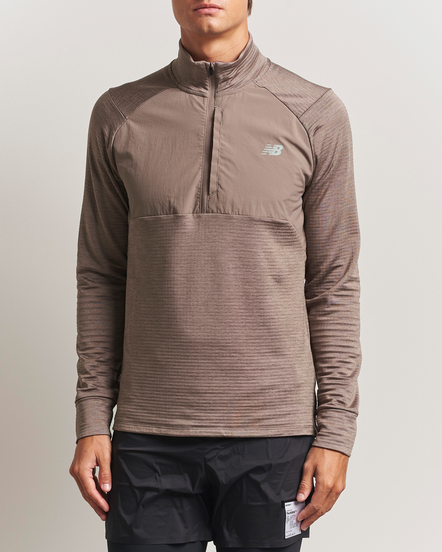 Men | Sweaters & Knitwear | New Balance Running | Heat Grid Half Zip Earth Shadow Heather