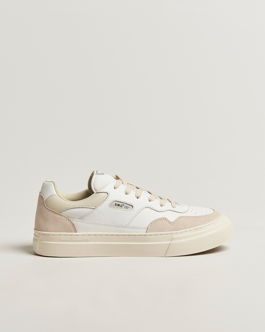 Men | Sneakers | Stepney Workers Club | Pearl Leather/Suede Mix Sneaker Spring White