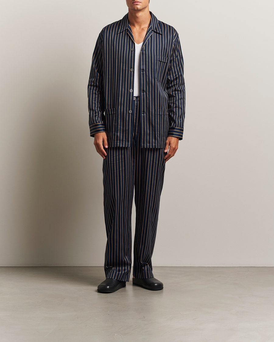 Men | Pyjamas & Robes | Derek Rose | Striped Cotton Pyjama Set Navy