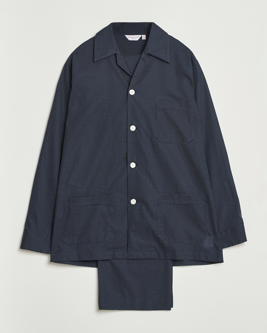 Men | Pyjamas & Robes | Derek Rose | Printed Cotton Pyjama Set Navy
