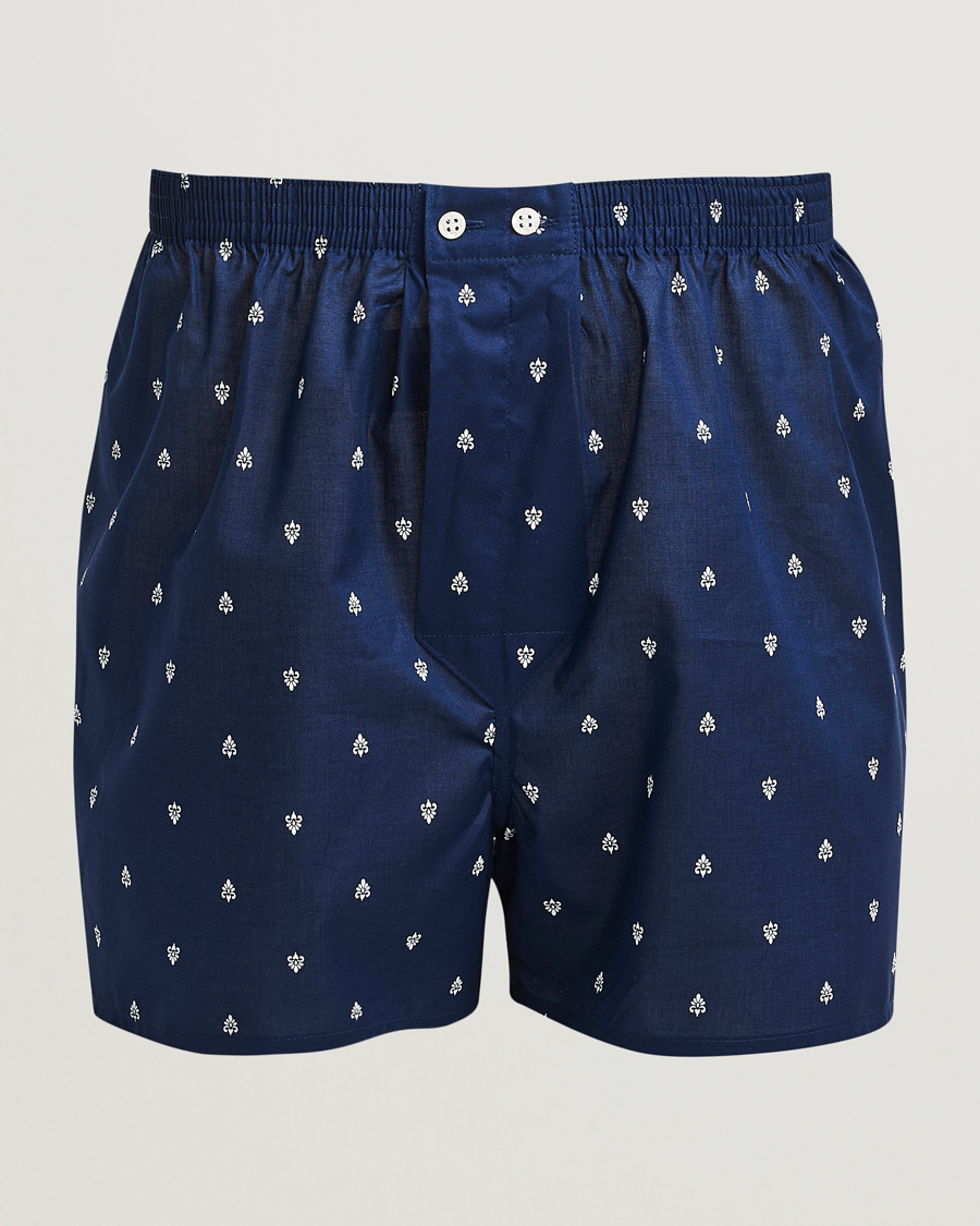Men | Underwear & Socks | Derek Rose | Classic Fit Woven Cotton Boxer Shorts Navy