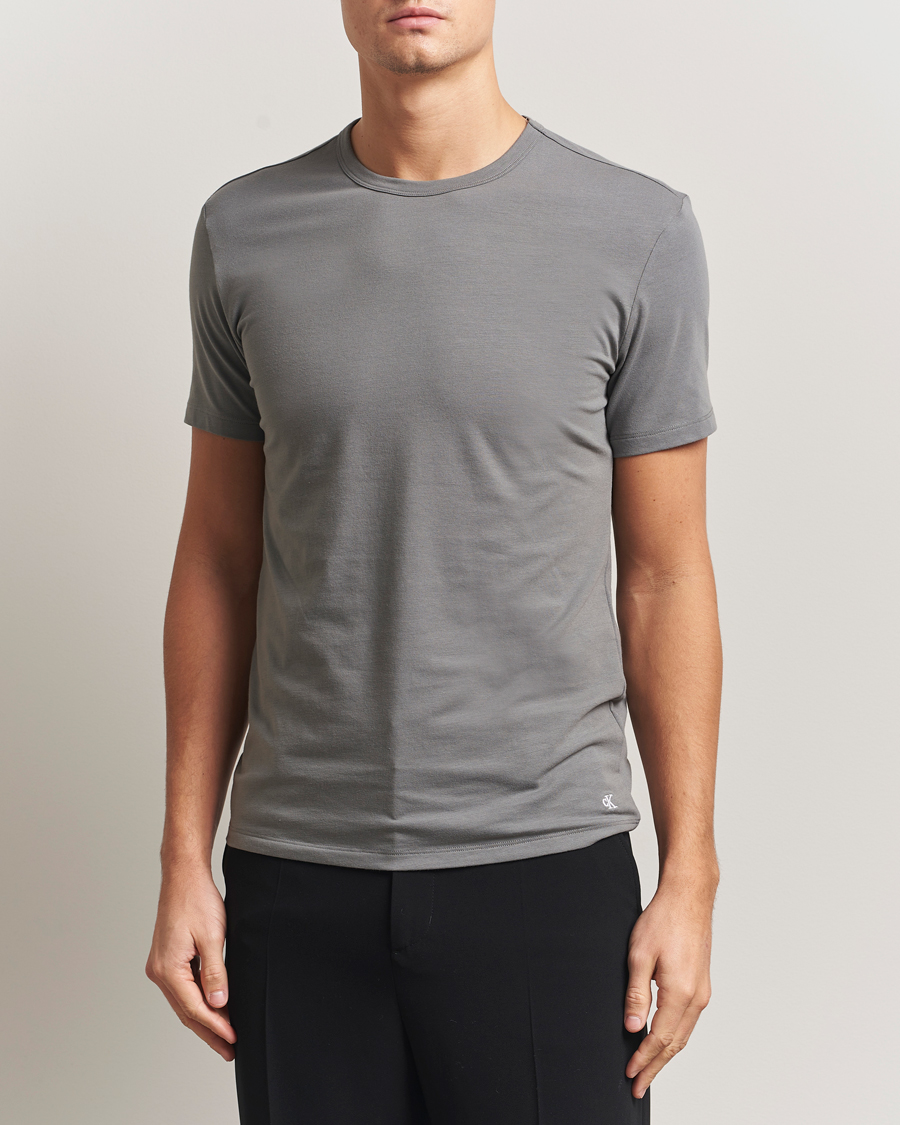 Men | T-Shirts | Calvin Klein | 3-Pack Cotton Stretch Crew Neck T-Shirt Grey/White/Blue