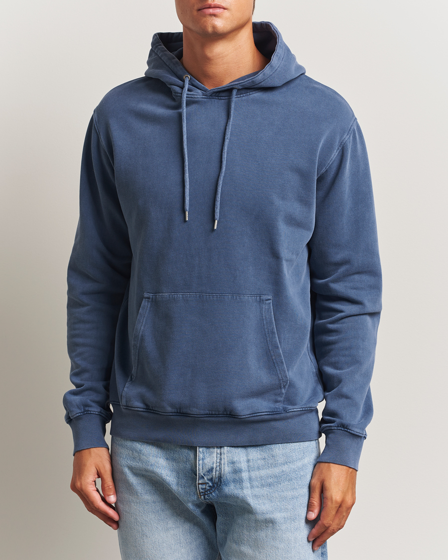 Men | Sweaters & Knitwear | Colorful Standard | Classic Organic Hood Neptune Blue