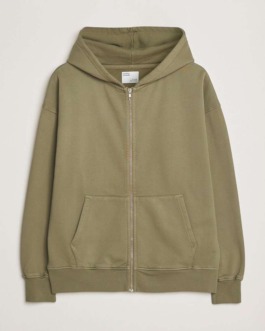 Men | Sweaters & Knitwear | Colorful Standard | Classic Organic Full Zip Hoodie Dusty Olive