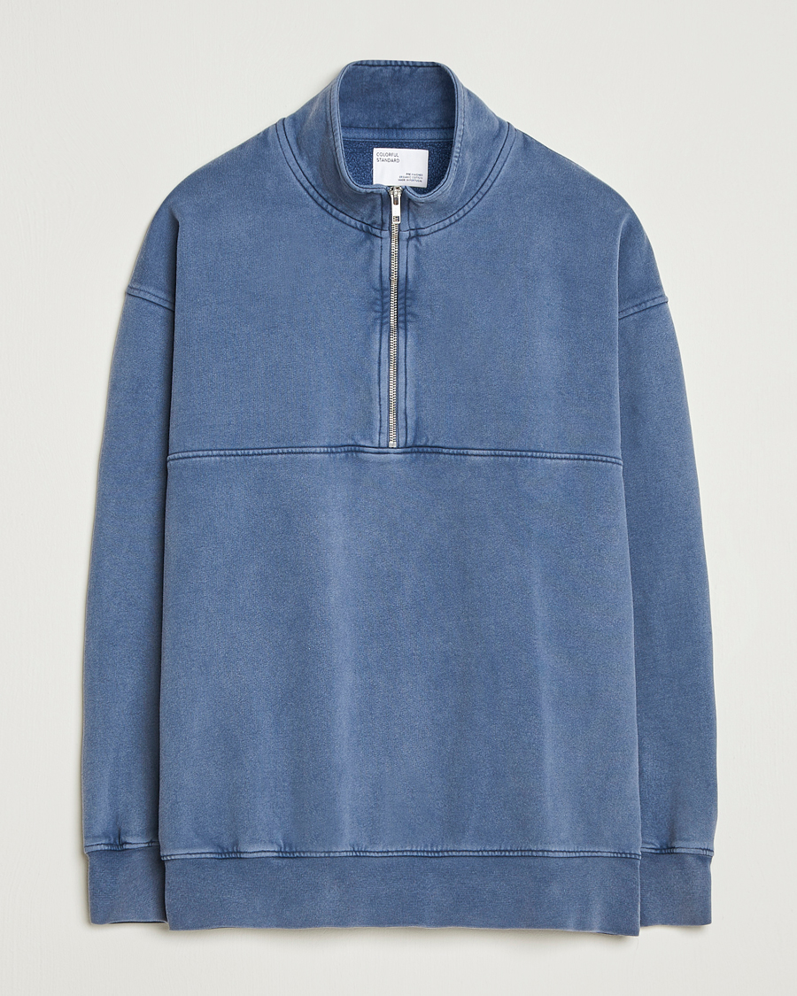 Men | Sweaters & Knitwear | Colorful Standard | Classic Organic Half-Zip Neptune Blue