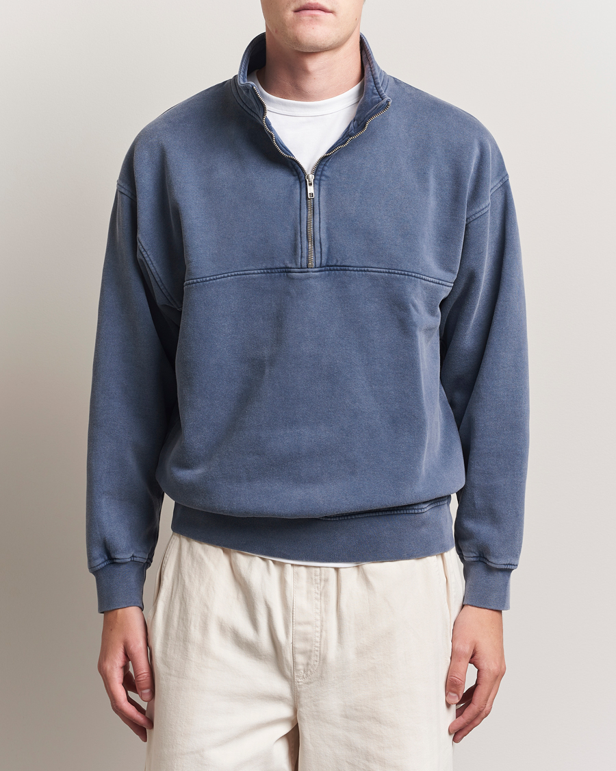 Men | Sweaters & Knitwear | Colorful Standard | Classic Organic Half-Zip Neptune Blue