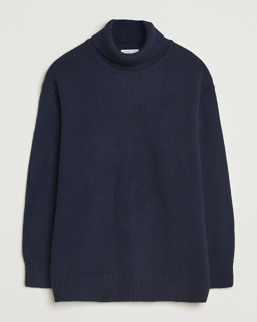 Men | Sweaters & Knitwear | Colorful Standard | Merino Wool Turtleneck Navy Blue