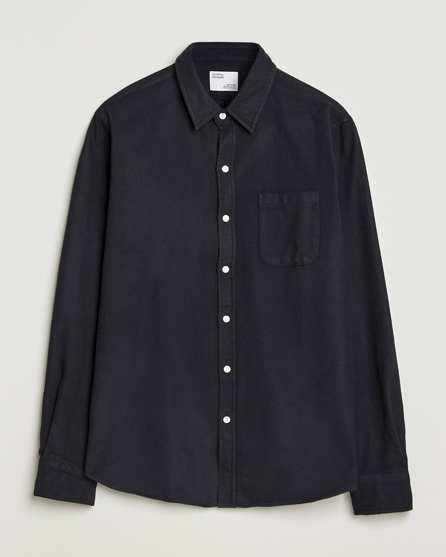 Men | Shirts | Colorful Standard | Organic Flannel Shirt Deep Black