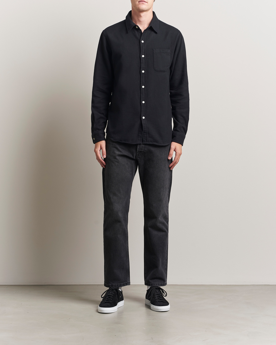 Men | Shirts | Colorful Standard | Organic Flannel Shirt Deep Black