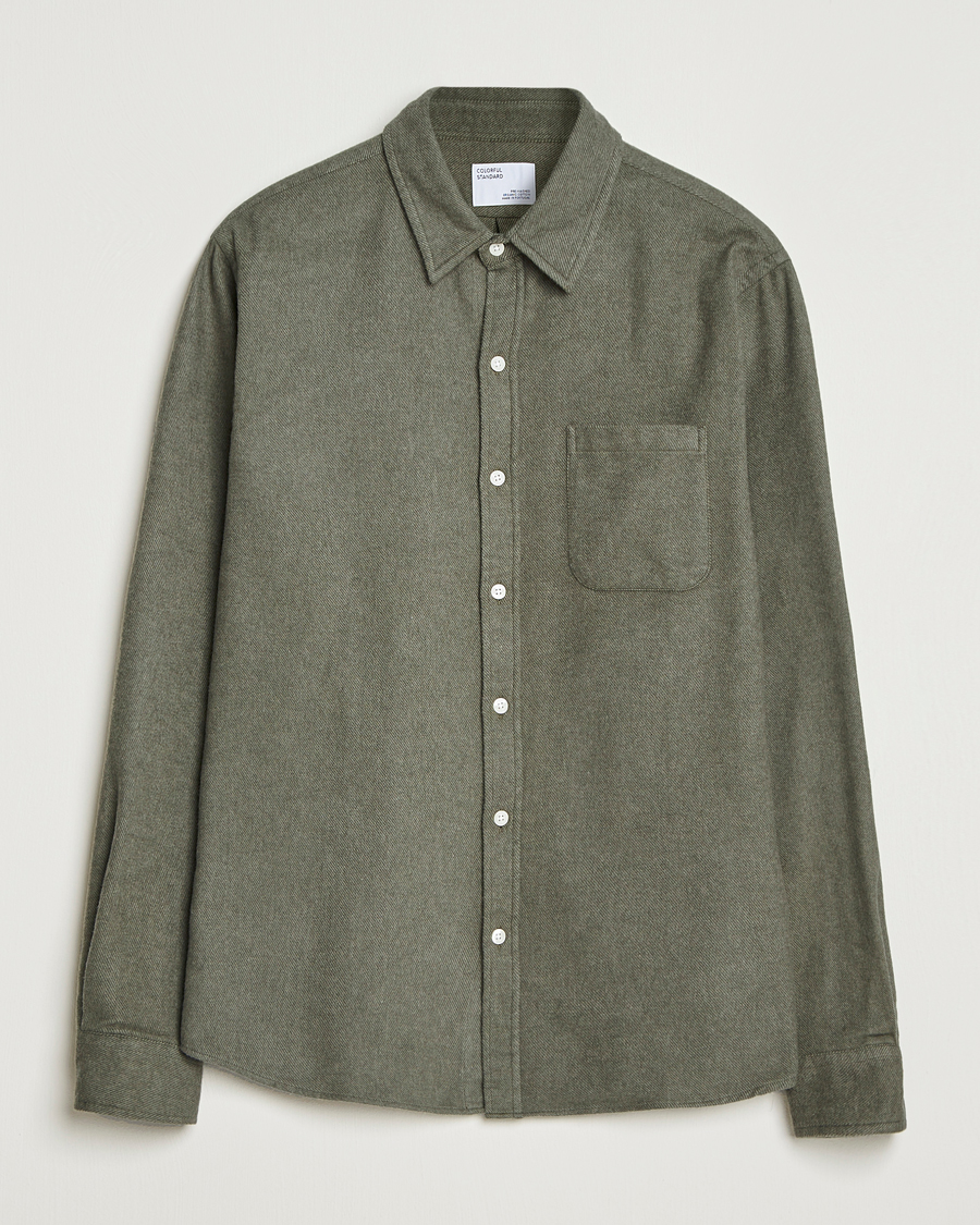 Men | Shirts | Colorful Standard | Organic Flannel Shirt Dusty Olive