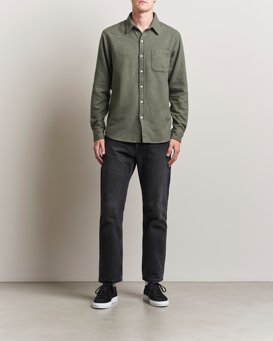 Men | Shirts | Colorful Standard | Organic Flannel Shirt Dusty Olive
