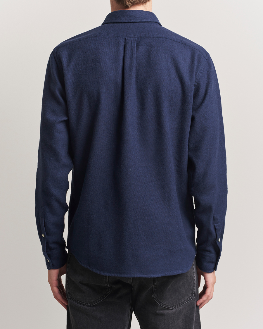 Men | Shirts | Colorful Standard | Organic Flannel Shirt Navy Blue