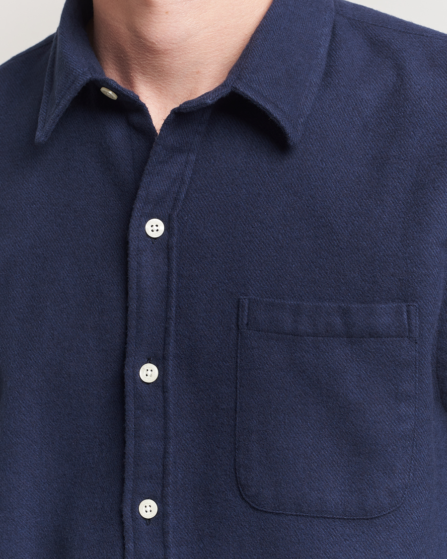 Men | Shirts | Colorful Standard | Organic Flannel Shirt Navy Blue