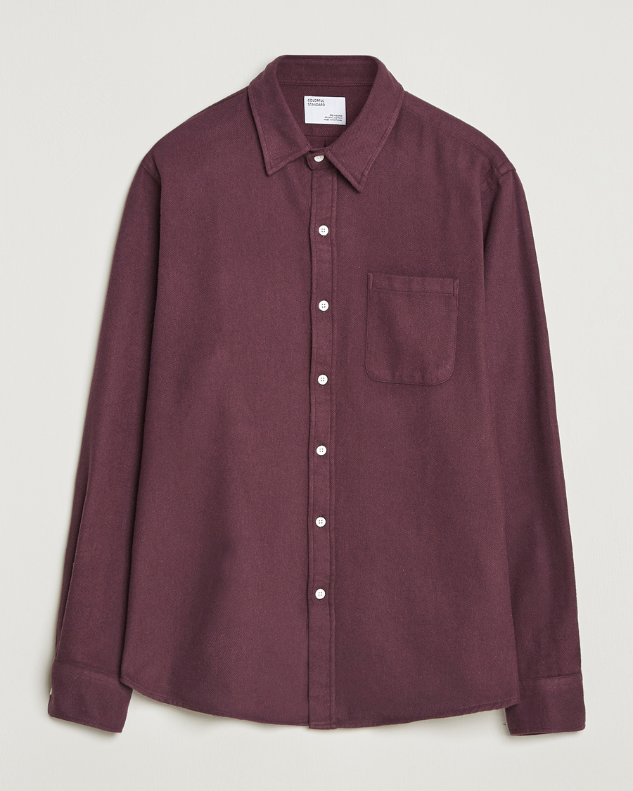 Men | Shirts | Colorful Standard | Organic Flannel Shirt Oxblood Red