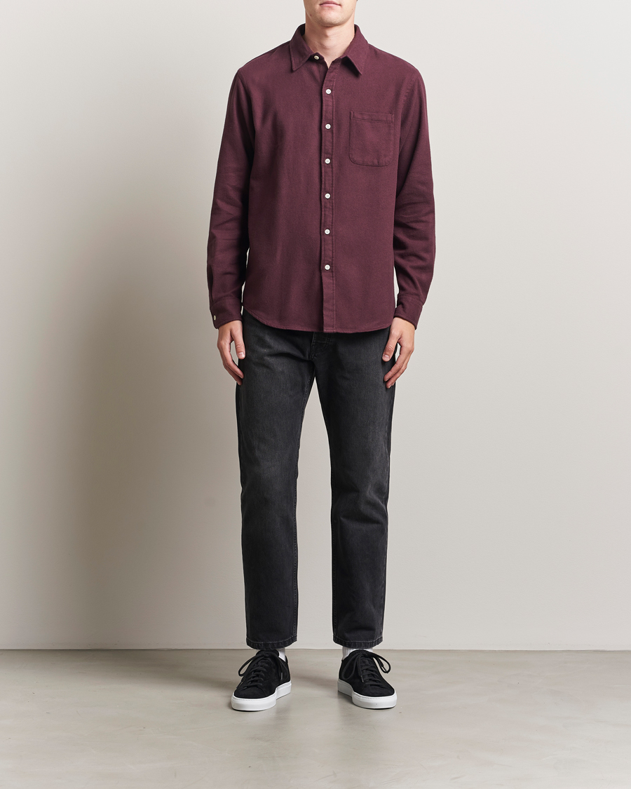 Men | Shirts | Colorful Standard | Organic Flannel Shirt Oxblood Red