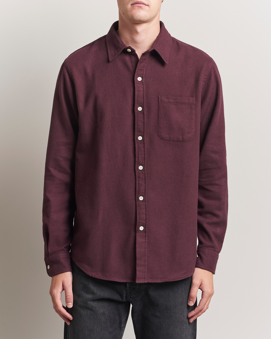 Men | Shirts | Colorful Standard | Organic Flannel Shirt Oxblood Red