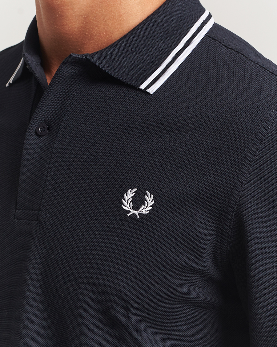Men | Polo Shirts | Fred Perry | Twin Tipped Long Sleeve Polo Shirt Navy