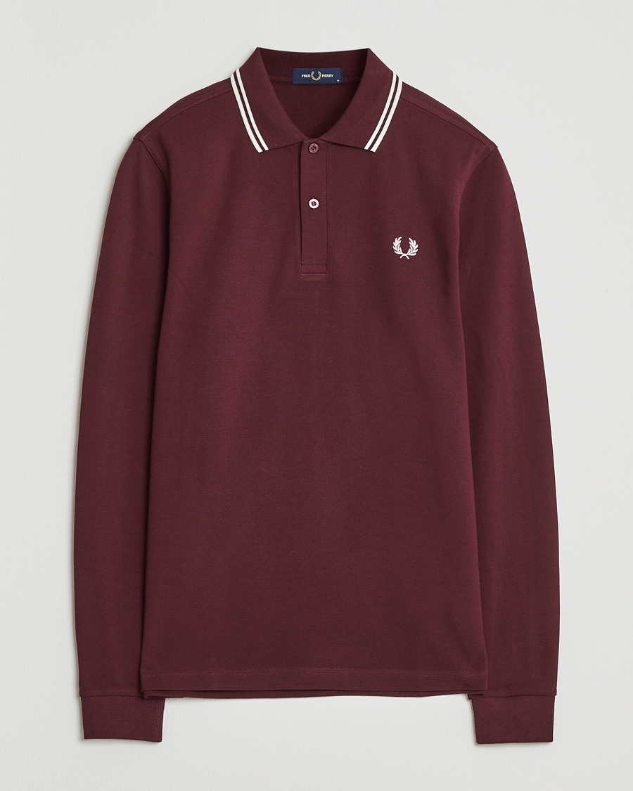 Men | Polo Shirts | Fred Perry | Twin Tipped Long Sleeve Polo Shirt Oxblood