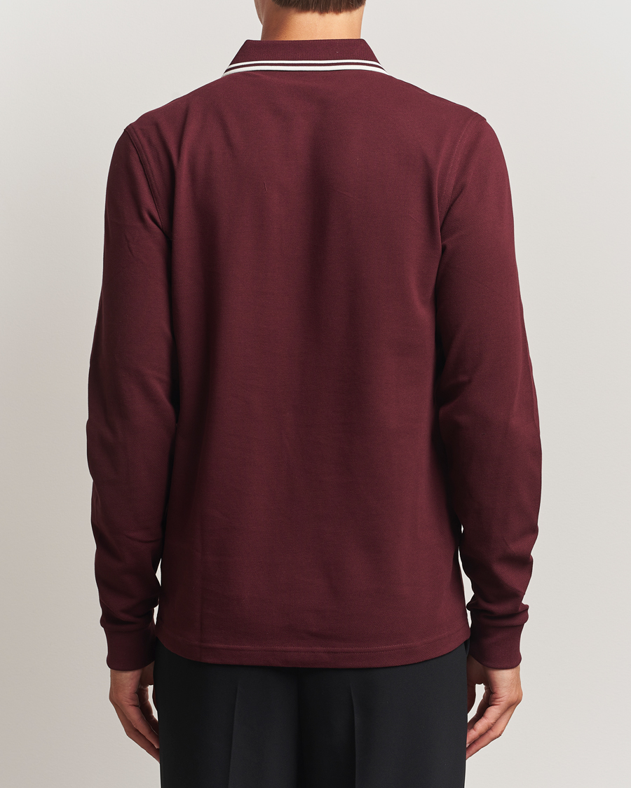 Men | Polo Shirts | Fred Perry | Twin Tipped Long Sleeve Polo Shirt Oxblood