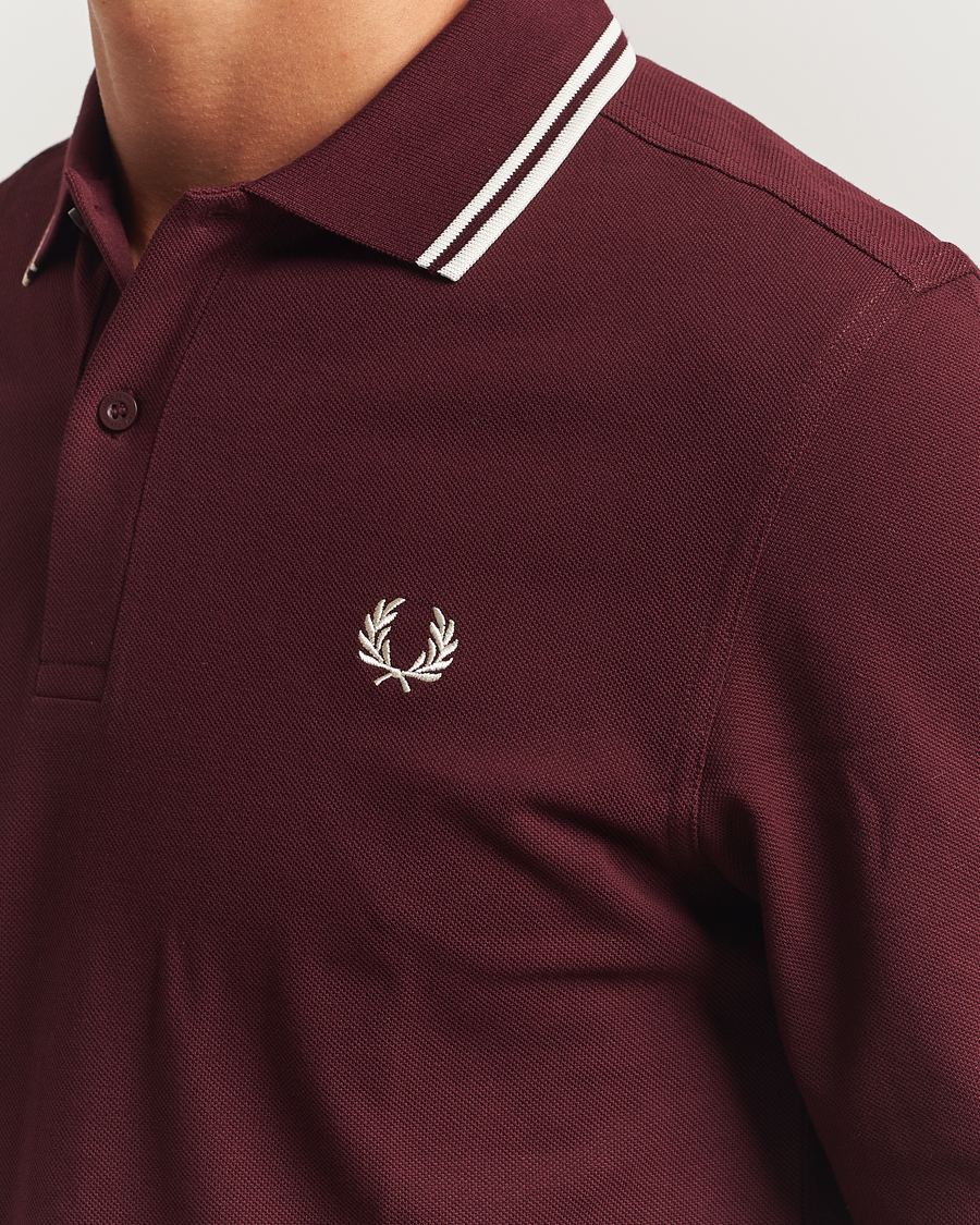 Men | Polo Shirts | Fred Perry | Twin Tipped Long Sleeve Polo Shirt Oxblood