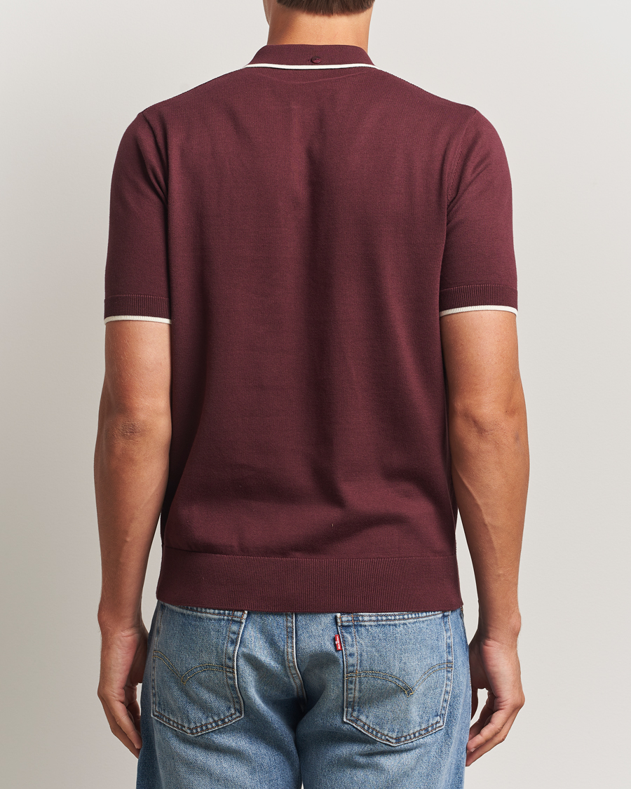 Men | Polo Shirts | Fred Perry | Pique Knitted Tipped Polo Oxblood
