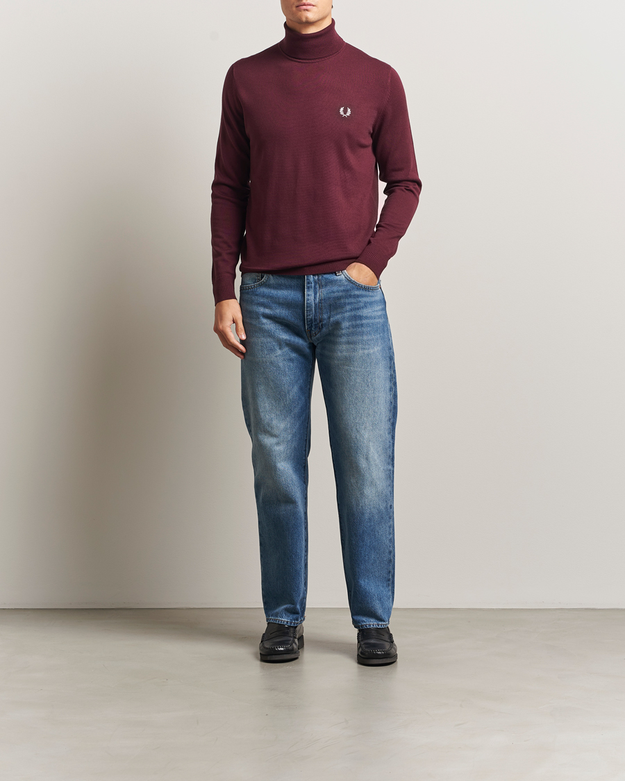 Men | Sweaters & Knitwear | Fred Perry | Classic Rollnock Jumper Oxblood