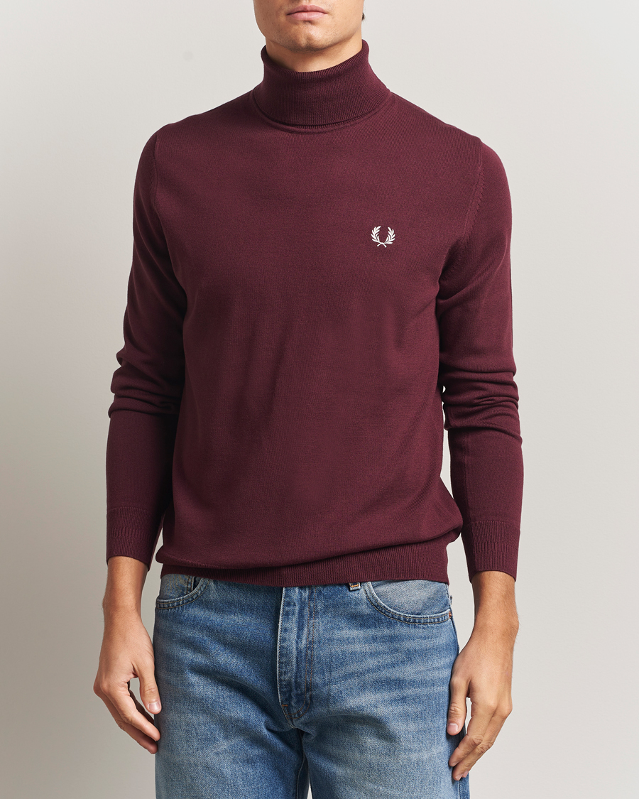 Men | Sweaters & Knitwear | Fred Perry | Classic Rollnock Jumper Oxblood