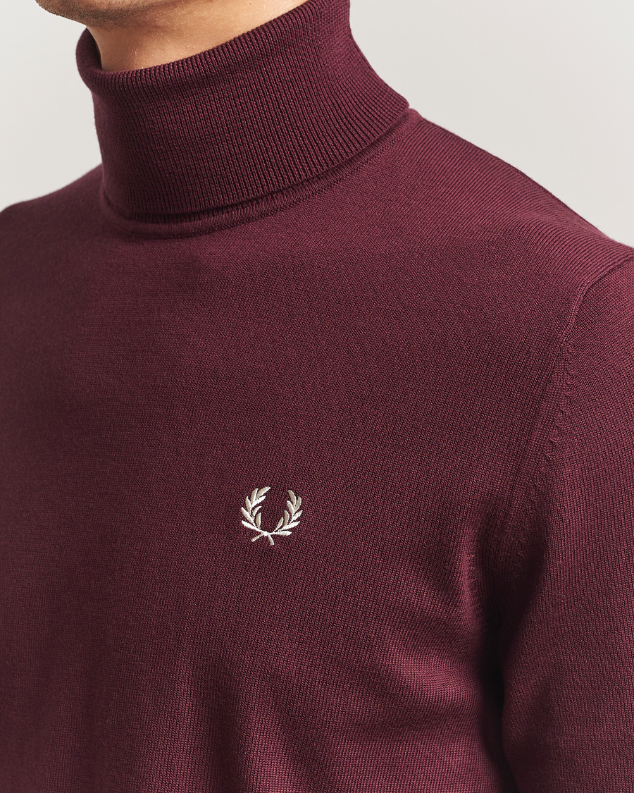 Men | Sweaters & Knitwear | Fred Perry | Classic Rollnock Jumper Oxblood