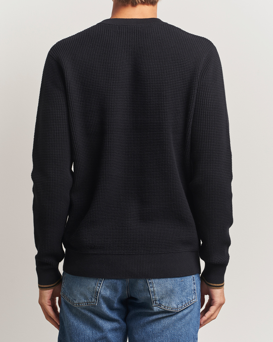 Men | Sweaters & Knitwear | Fred Perry | Waffle Stitch Jumper Black