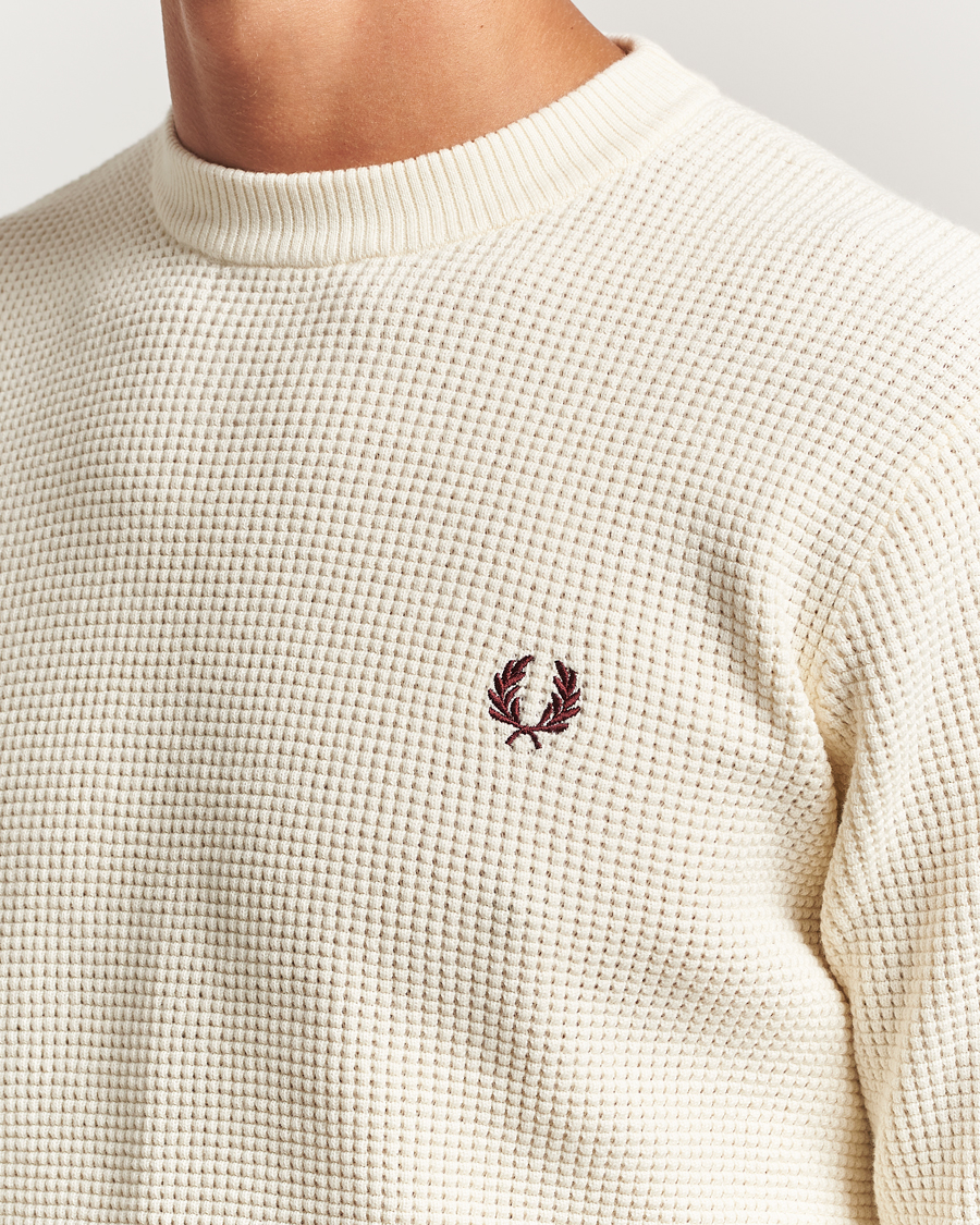 Men | Sweaters & Knitwear | Fred Perry | Waffle Stitch Jumper Ecru