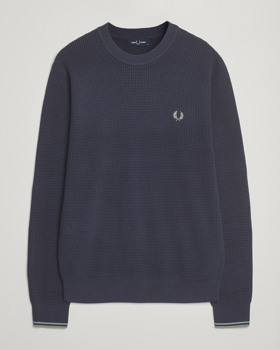 Men | Sweaters & Knitwear | Fred Perry | Waffle Stitch Jumper Dark Airforce